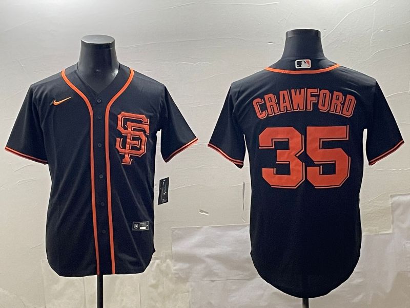Men San Francisco Giants #35 Crawford Black Game 2025 Nike MLB Jersey style 1